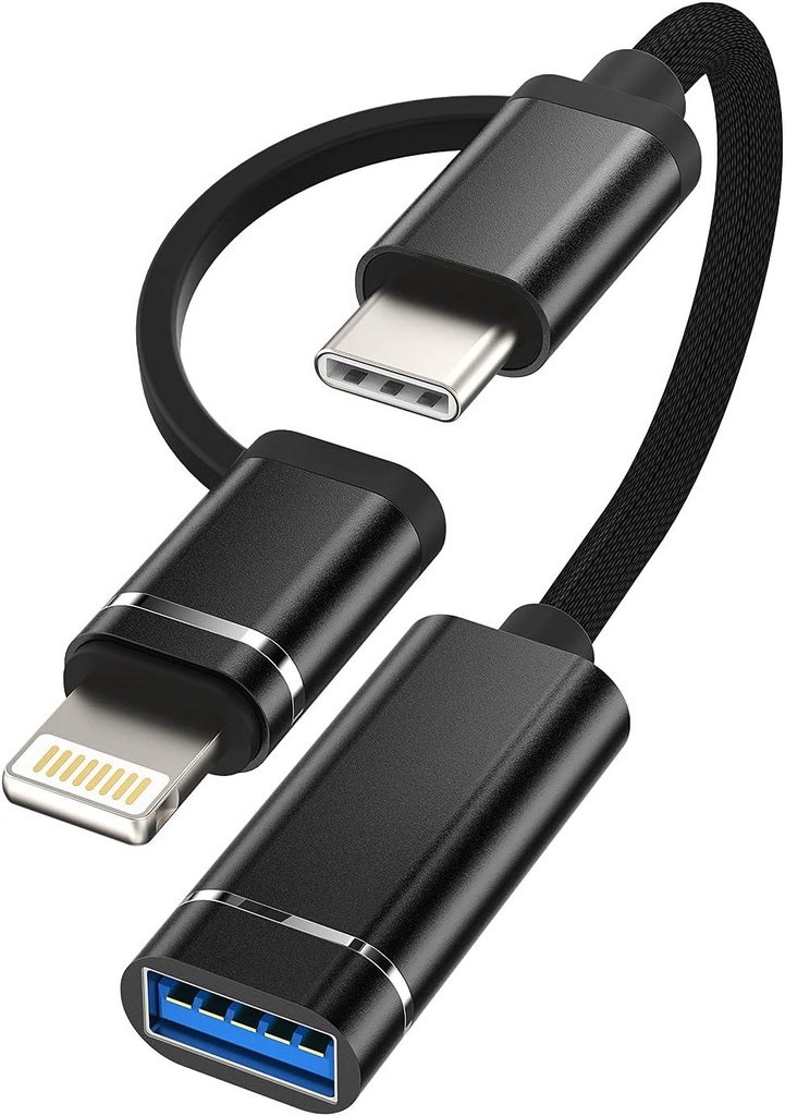 Adaptador USB A y Tipo C a Lightning