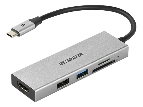 Hub Tipo C 5 En 1 Essager 3 Usb Lector Sd Tf Hdmi