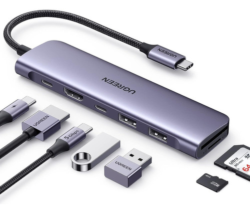 Hub Tipo C 7 En 1 Ugreen Hdmi  Sd Micro Sd 2 Usb 1 Tipo C