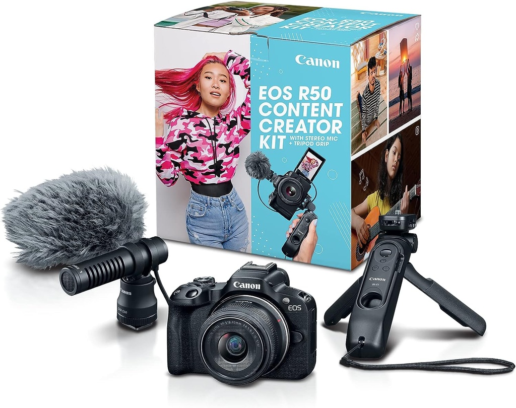 Camara Canon EOS R50 Mirrorless 4K 24.2 MP APSC Kit Creador