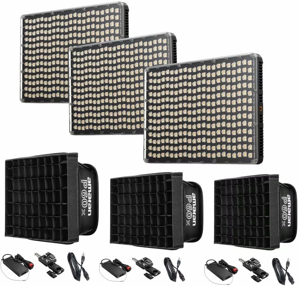 Kit 3 Panel Led Amaran P60x Bicolor 60w Cri95 Tlci96 5070lux