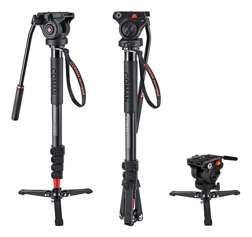 Tripode Monopie Coman Dk327aq5s Cabezal Fluido 181 Cm