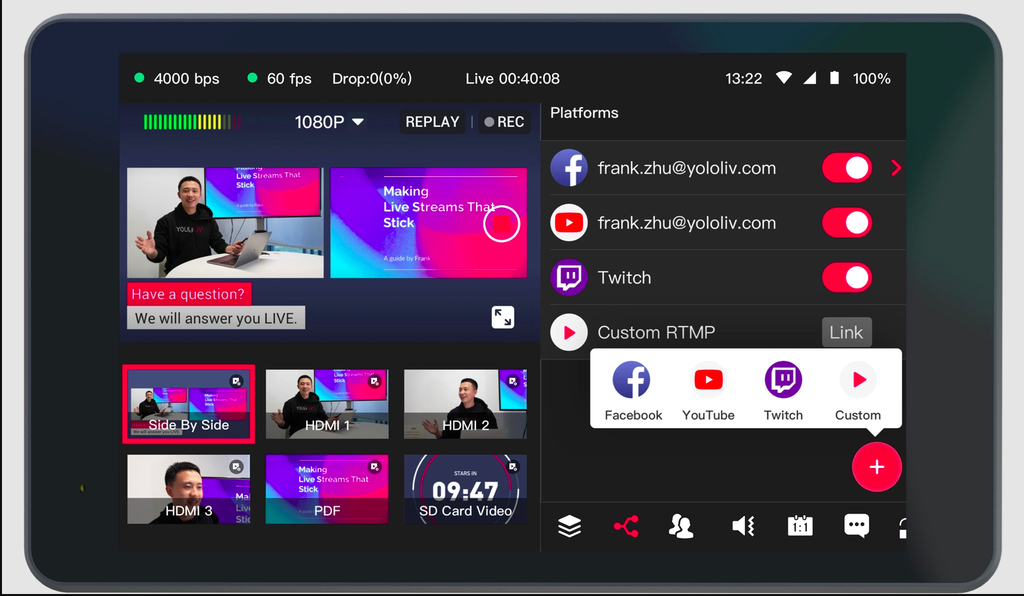 Estudio De Transmisión En Vivo Portátil Yololiv Yolobox Pro
