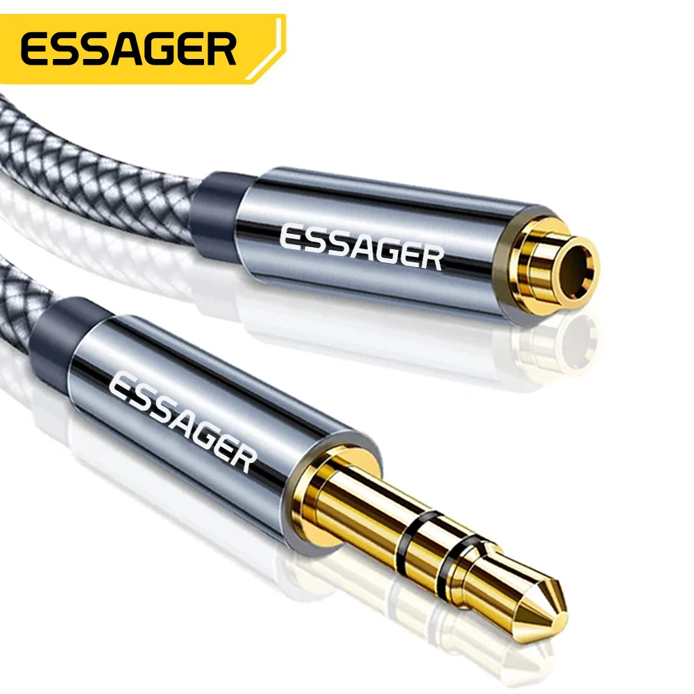 Cable Extension De Audio 3.5 Mm Plug Macho Jack Hembra 5 Mts ESSAGER
