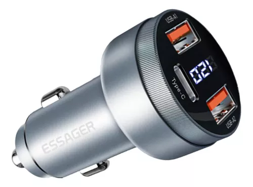 Cargador Rapido Usb Automovil 80w Qc 1 Pd 2 Usb Voltimetro