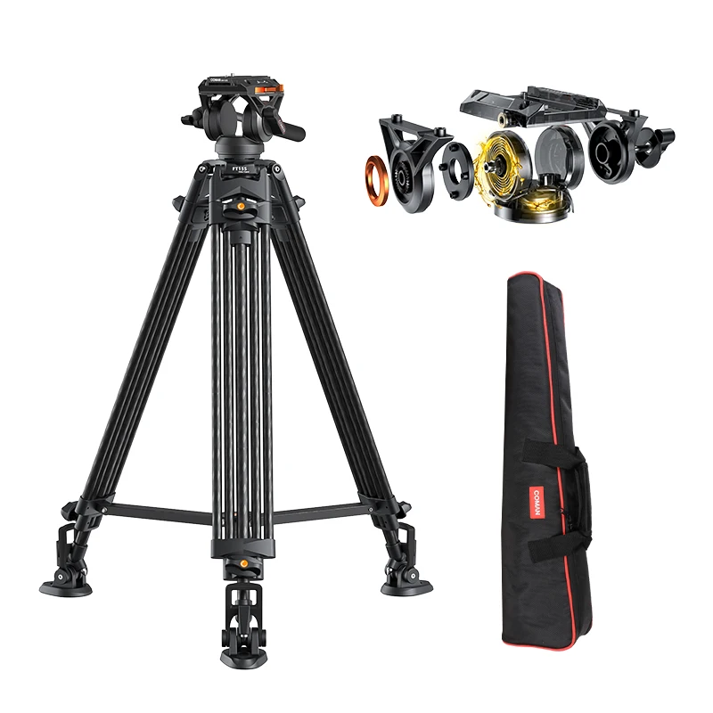 Tripode Coman Fibra de Carbono FT15S Cabezal Fluido 164 Cm