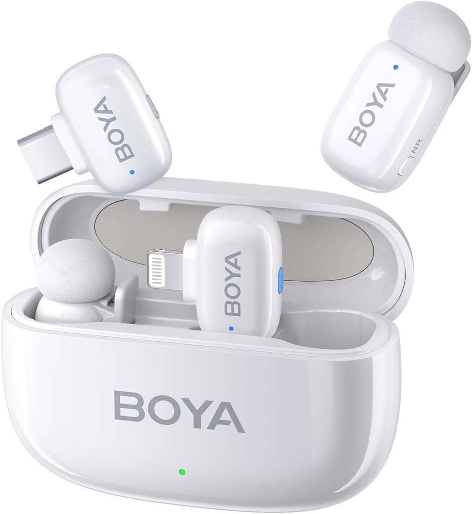 Microfono Balita Dual Boya Mini Tipo C Lightning Blanco