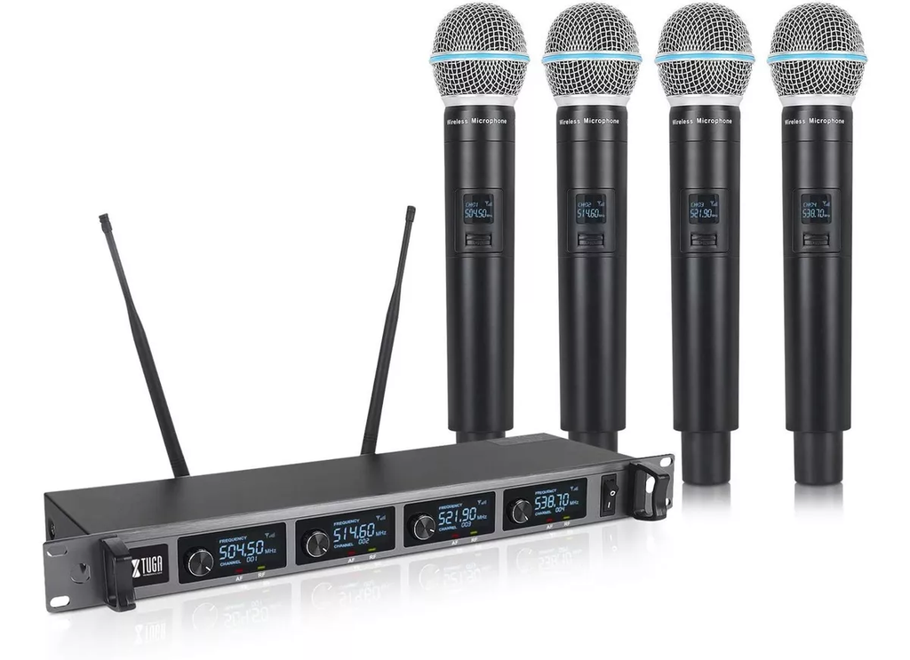 Microfonos Dinamicos A140 Xtuga Uhf Rack Set 4 Microfonos