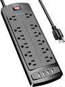 Regleta de 12 Tomas 4 puertos USB 1875W 15 Amp
