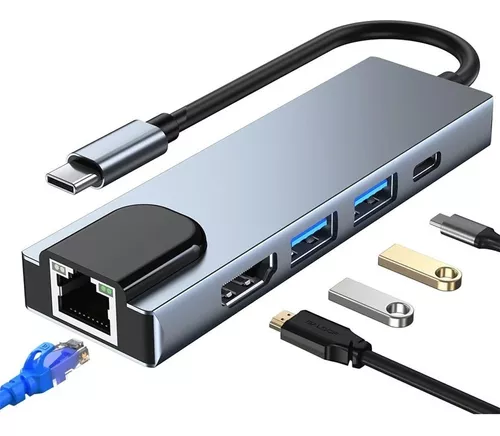 Conector Multiplicador Hub Type C A Usb 3.0 Hdmi Rj45 Pd