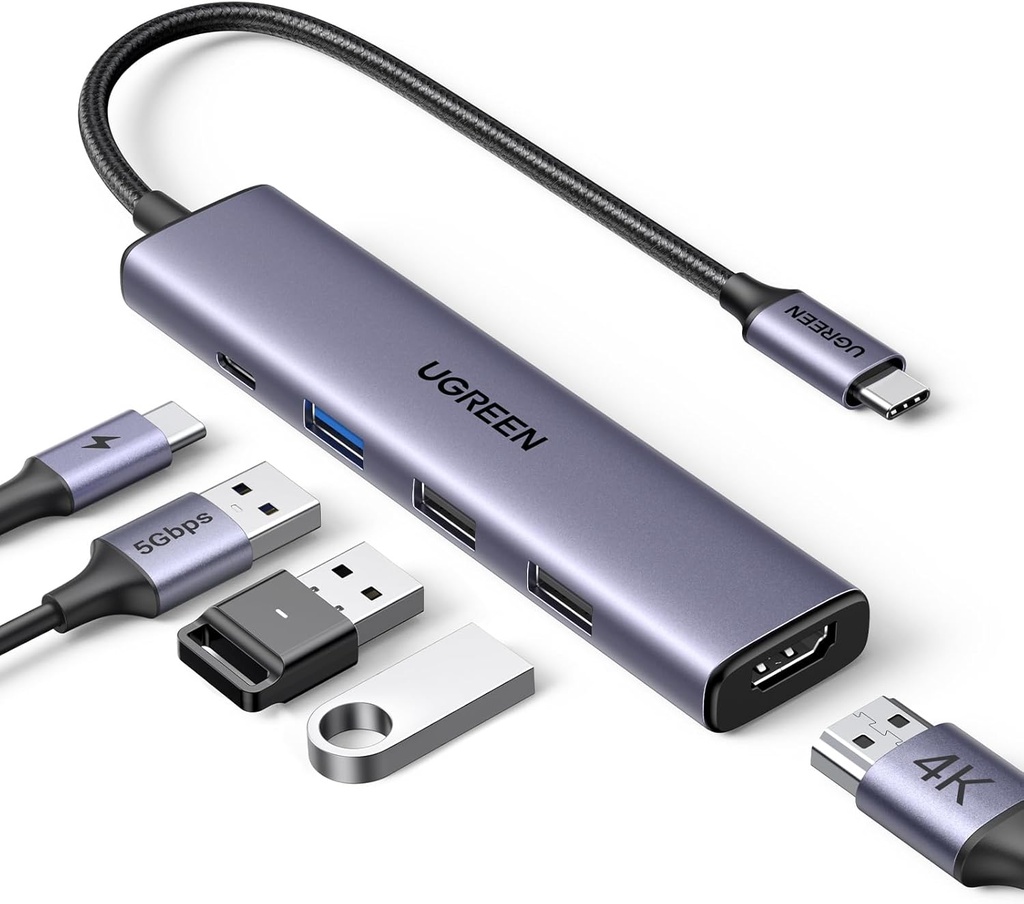  Hub Tipo C 5 En 1 Ugreen 3 Usb A 1 Tipo C Hdmi 4k 100w