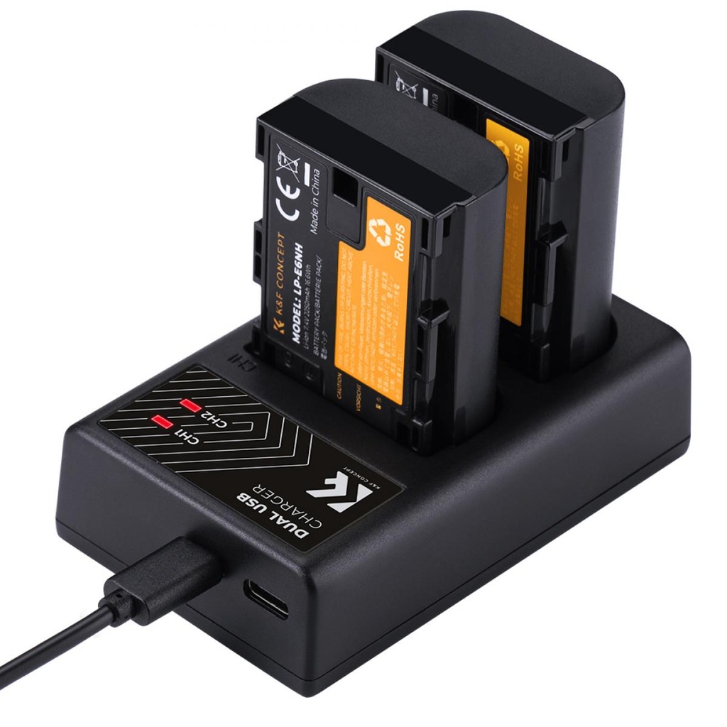 Cargador 2 Baterias para Canon LPE6NH K&f Concept