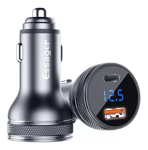  Cargador Rapido Usb Automovil 36w Qc 1 Pd 1 Usb Voltimetro