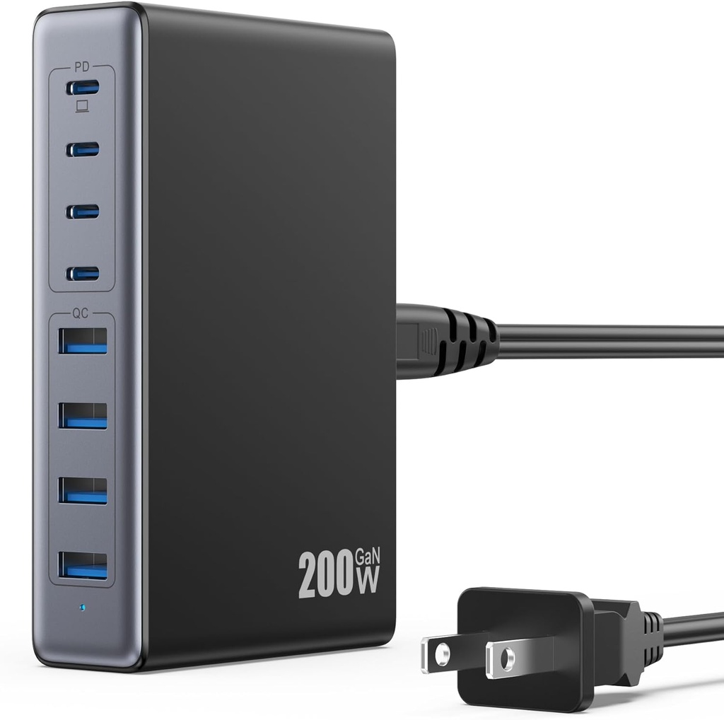 Estacion de Carga GAN IV USB 200W 4 Tipo C 4 USB A