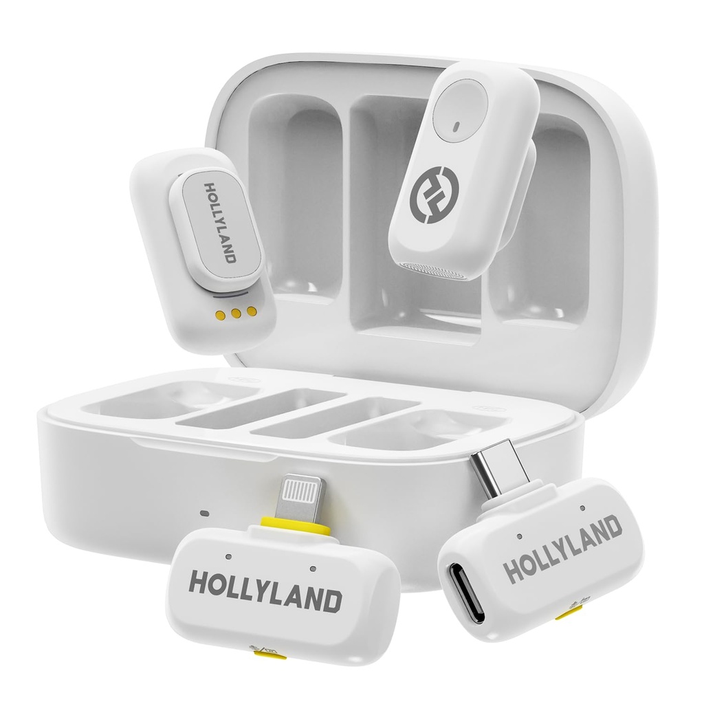 Microfono Balita Inalambrico Hollyland Lark A1 Combo Ivory White